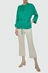 Green cardigan for women Max&Moi - Fastener: tie. V-neck. 58% silk, 33% linen, 7% cashmere, 2% lurex. Country of manufacture: Italy. Care: specialized cleaning - photo 2