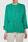 Max&Moi Green cardigan for women - Fastener: tie. V-neck. 58% silk, 33% linen, 7% cashmere, 2% lurex. Country of manufacture: Italy. Care: specialized cleaning - photo 3