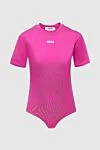 MSGM Women's neon fuchsia bodysuit with contrast mini logo (markdown) - Decoration: brand logo. Material: 100% cotton. snaps. Country of manufacture: Italy. Care: specialized cleaning - photo 1