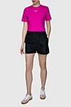 Women's neon fuchsia bodysuit with contrast mini logo (markdown) MSGM - Decoration: brand logo. Material: 100% cotton. snaps. Country of manufacture: Italy. Care: specialized cleaning - photo 2