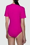 Women's neon fuchsia bodysuit with contrast mini logo (markdown) MSGM - Decoration: brand logo. Material: 100% cotton. snaps. Country of manufacture: Italy. Care: specialized cleaning - photo 4