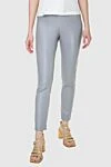 Max&Moi Women's leather leggings in gray with a tailored fit - 50% leather, 47% cotton, 3% elastane. elastic belt. Country of manufacture: Italy. Care: specialized cleaning - photo 3