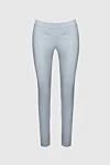 Max&Moi Women's leather pants in light gray with a tailored fit - 50% leather, 47% cotton, 3% elastane. elastic belt. Country of manufacture: Italy. Care: specialized cleaning - photo 1