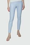 Max&Moi Blue trousers for women - 50% leather, 47% cotton, 3% elastane. elastic belt. Country of manufacture: Italy. Care: specialized cleaning - photo 3