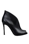 Gianvito Rossi Women's black leather ankle boots with a V-shaped cutout - figure cut, open toe. genuine leather. Heel height: 12 centimeters. Country of manufacture: Italy. Care: specialized cleaning - photo 1