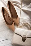 Classic women's beige leather shoes Gianvito Rossi - logo on the insole. genuine leather. Heel height: 8 centimeters. Country of manufacture: Italy. Care: specialized cleaning - photo 6