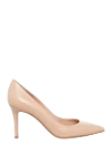 Gianvito Rossi Classic women's beige leather shoes - logo on the insole. genuine leather. Heel height: 8 centimeters. Country of manufacture: Italy. Care: specialized cleaning - photo 1