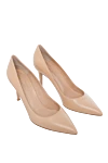 Gianvito Rossi Classic women's beige leather shoes - logo on the insole. genuine leather. Heel height: 8 centimeters. Country of manufacture: Italy. Care: specialized cleaning - photo 3