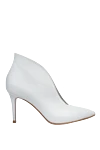 Gianvito Rossi Women's leather ankle boots with a long toe and V-shaped cutout, white - figure cut. genuine leather. Heel height: 10 centimeters. Country of manufacture: Italy. Care: specialized cleaning - photo 1