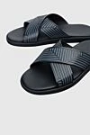 Doucal`s Black leather flip flops for men - abstract pattern. leather interior. 100% genuine leather. polyurethane. Country of manufacture: Italy. Care: specialized cleaning - photo 5