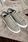 Beige leather sneakers for men Doucal`s - contrast sole. leather interior trim. 100% genuine leather. Closure: lace. height 2 cm. Country of manufacture: Italy. Care: specialized cleaning - photo 6