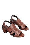 Doucal`s Brown leather sandals for women - fringe, buckles. genuine leather. buckle. Heel: 4 centimeters. Country of manufacture: Italy. Care: specialized cleaning - photo 3