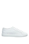 Doucal`s White leather sneakers for women - checkered weaving. leather. lacing. Country of manufacture: Italy. Care: specialized cleaning - photo 1