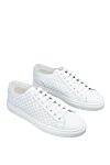 Doucal`s White leather sneakers for women - checkered weaving. leather. lacing. Country of manufacture: Italy. Care: specialized cleaning - photo 3