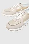 Peserico Beige nubuck and suede sneakers for women - Decor: contrasting inserts, contrasting sole, golden spraying. Composition: suede, nubuck. Fastening: lacing. Country of manufacture: Italy. Care: specialized cleaning - photo 5