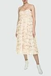 Fleur de Paris Beige polyester dress for women - hidden zipper. voluminous lace. 100% polyester. Country of manufacture: Italy. Care: specialized cleaning - photo 3