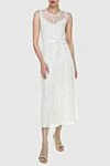 Tonet White polyester dress for women - Fastener: button. lace, belt, sleeveless. 100% polyester. Country of manufacture: Italy. Care: specialized cleaning - photo 3