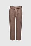 Tonet Brown cotton trousers for women - belt. two pockets. 97% cotton, 3% elastane. zipper, button. Country of manufacture: Italy. Care: specialized cleaning - photo 1