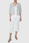 Women's white cropped flared cotton pants Tonet - four pockets. 97% cotton, 3% elastane. zipper. Country of manufacture: Italy. Care: specialized cleaning - photo 2