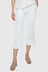 Tonet Women's white cropped flared cotton pants - four pockets. 97% cotton, 3% elastane. zipper. Country of manufacture: Italy. Care: specialized cleaning - photo 3