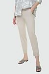 Tonet Women's beige cropped cotton pants - two pockets. 97% cotton, 3% elastane. zipper. Country of manufacture: Italy. Care: specialized cleaning - photo 3