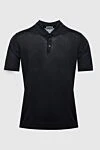 Dalmine Black silk polo for men - 100% silk. Buttons. Country of manufacture: Italy. Care: specialized cleaning - photo 1