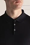 Dalmine Black silk polo for men - 100% silk. Buttons. Country of manufacture: Italy. Care: specialized cleaning - photo 5