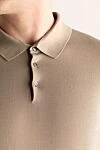 Dalmine Dark beige silk polo shirt with buttons for men - 100% silk. Buttons. Country of manufacture: Italy. Care: specialized cleaning - photo 5