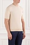 Dalmine Beige cotton jumper with short sleeves for men - 100% cotton. Country of manufacture: Italy. Care: specialized cleaning - photo 3