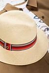 Loro Piana White straw hat for women - contrasting tape. 100% straw. Country of manufacture: Italy. Care: specialized cleaning - photo 7