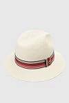 Loro Piana White straw hat for women - contrasting tape. 100% straw. Country of manufacture: Italy. Care: specialized cleaning - photo 3