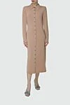 The Andamane Beige viscose dress for women - buttons. 95% viscose, 5% elastane. Country of manufacture: Italy. Care: specialized cleaning - photo 3