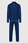 Sports suit for men made of cotton, silk and polyamide blue Stefano Ricci - Contrast zippers and cuffs. 48% cotton, 44% silk, 8% polyamide. Closure: Drawstring, zipper. Four side pockets. Country of manufacture: Italy. Care: specialized cleaning - photo 6
