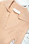 Beige viscose and polyamide jumper for women DROMe - V-neck. 65% viscose, 35% polyamide. Country of manufacture: Italy. Care: specialized cleaning - photo 6