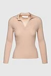 DROMe Beige viscose and polyamide jumper for women - V-neck. 65% viscose, 35% polyamide. Country of manufacture: Italy. Care: specialized cleaning - photo 1