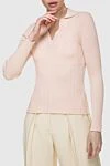 DROMe Beige viscose and polyamide jumper for women - V-neck. 65% viscose, 35% polyamide. Country of manufacture: Italy. Care: specialized cleaning - photo 3