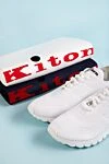 Футболка з бавовни темно-синя чоловіча з великим логотипом Kiton - вишивка логотипу. 100% бавовна. Країна виробник: Італія. Догляд: спеціалізоване чищення - фото 2
