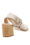 Beige leather sandals for women Paloma Barcelo - Decoration: metal buckle, open toe. genuine leather. Heel: 7 centimeters. Country of manufacture: Italy. Care: specialized cleaning - photo 4