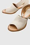 Paloma Barcelo Beige leather sandals for women - Decoration: metal buckle, open toe. genuine leather. Heel: 7 centimeters. Country of manufacture: Italy. Care: specialized cleaning - photo 5