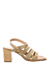 Paloma Barcelo Women's beige leather sandals with square toe - square toe. genuine leather. buckle. Heel: 7 centimeters. Country of manufacture: Italy. Care: specialized cleaning - photo 1