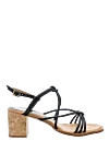 Paloma Barcelo Women's black leather sandals with thin straps and knots - contrast heel, thin straps. genuine leather. buckle. Heel: 5 centimeters. Country of manufacture: Italy. Care: specialized cleaning - photo 1