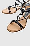 Paloma Barcelo Women's black leather sandals with thin straps and knots - contrast heel, thin straps. genuine leather. buckle. Heel: 5 centimeters. Country of manufacture: Italy. Care: specialized cleaning - photo 5