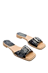 Paloma Barcelo Women's leather slippers with a buckle, black - contrasting sole, buckle. 100% leather. Heel height: 1 cm. Country of manufacture: Italy. Care: specialized cleaning - photo 3