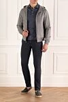 Cotton and elastane jacket gray for men Moorer - Decor: Pattern 