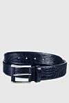 Cesare di Napoli Crocodile leather belt blue for men - Textured leather. 100% crocodile leather. Size: Width 4cm. Buckle. Country of manufacture: Italy. Care: specialized cleaning - photo 1