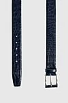 Cesare di Napoli Crocodile leather belt blue for men - Textured leather. 100% crocodile leather. Size: Width 4cm. Buckle. Country of manufacture: Italy. Care: specialized cleaning - photo 3