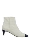 Isabel Marant Women's white ankle boots with a black toe - contrast heel, contrast sock. genuine leather, suede. Heel height: 5 centimeters. zipper. Country of manufacture: Italy. Care: specialized cleaning - photo 1