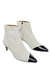 Isabel Marant Women's white ankle boots with a black toe - contrast heel, contrast sock. genuine leather, suede. Heel height: 5 centimeters. zipper. Country of manufacture: Italy. Care: specialized cleaning - photo 3