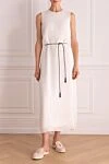 White polyester dress for women Peserico - button. contrast belt, sleeveless. 100% polyester. Country of manufacture: Italy. Care: specialized cleaning - photo 2