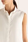 Peserico Women's blouse sleeveless with beige stripes on the collar white - sleeveless, contrast stripe on the collar. cotton, polyamide, elastane. buttons. Country of manufacture: Italy. Care: specialized cleaning - photo 5